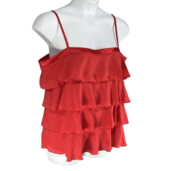Old Navy Tiny Fit Womens 2X Red Silky Tiered Ruffle Camisole Satin Beachy Top - Picture 2 of 12